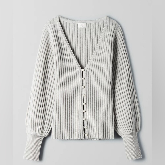 Wilfred Sweaters - Wilfred Wool & Cotton blend Cream Pearl Cardigan